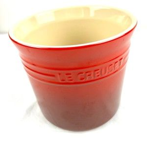 Le Creuset Utensil Holder Crock Stoneware Cerise Red Glaze Kitchen Tools